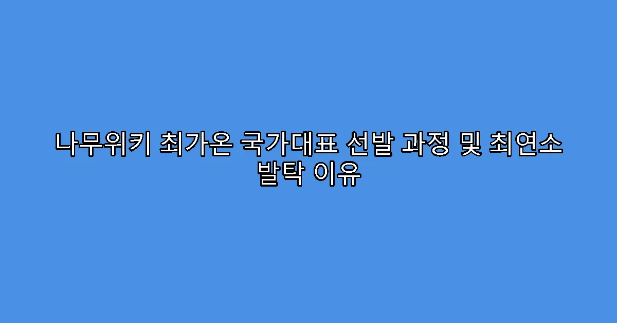나무위키 최가온 국가대표 선발 과정 및 최연소 발탁 이유