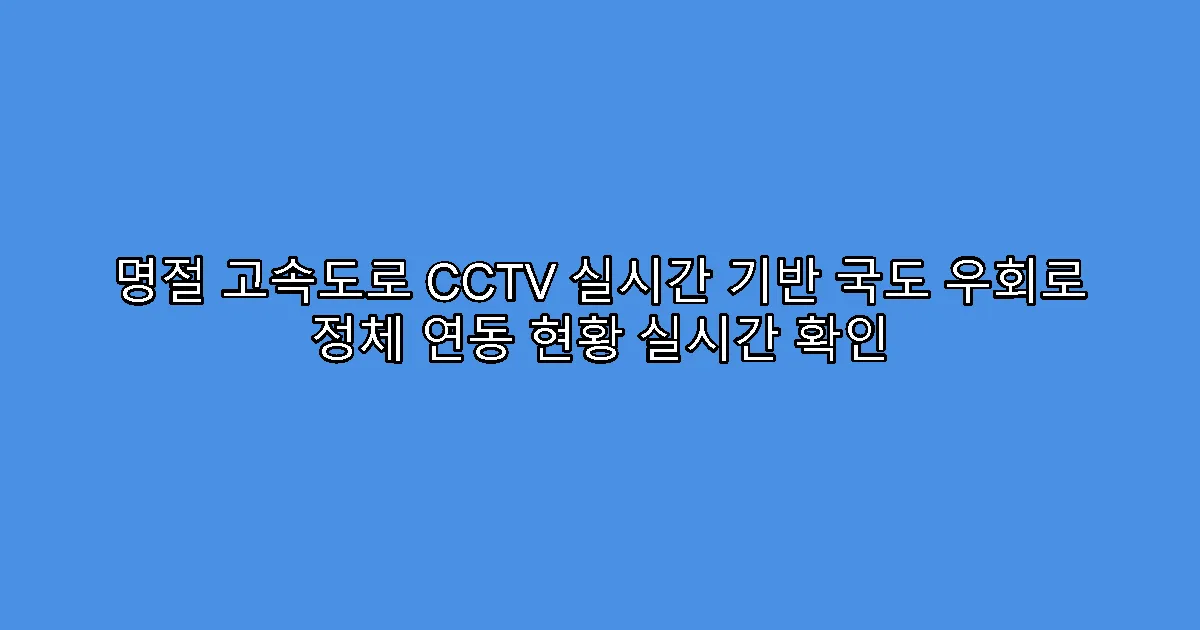 명절 고속도로 CCTV 실시간 기반 국도 우회로 정체 연동 현황 실시간 확인