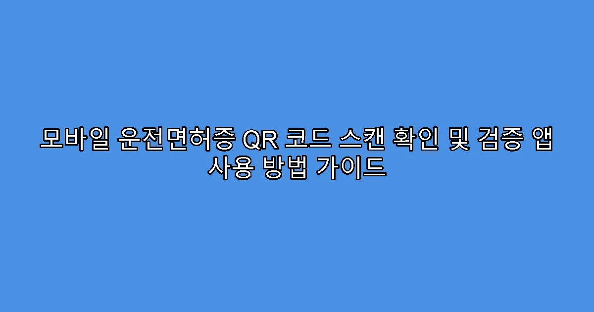 모바일 운전면허증 QR 코드 스캔 확인 및 검증 앱 사용 방법 가이드