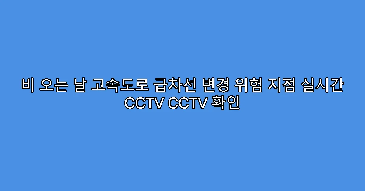 비 오는 날 고속도로 급차선 변경 위험 지점 실시간 CCTV CCTV 확인