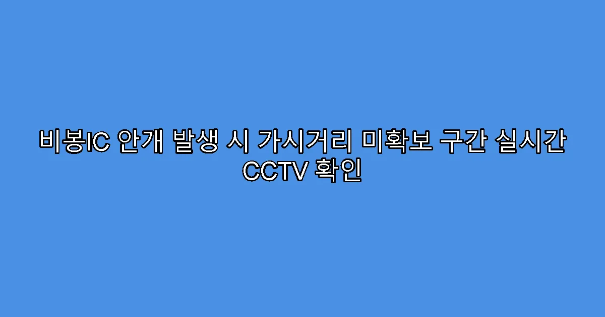 비봉IC 안개 발생 시 가시거리 미확보 구간 실시간 CCTV 확인
