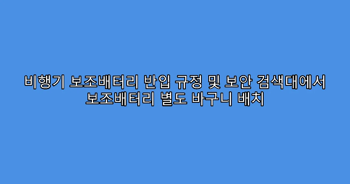 비행기 보조배터리 반입 규정 및 보안 검색대에서 보조배터리 별도 바구니 배치