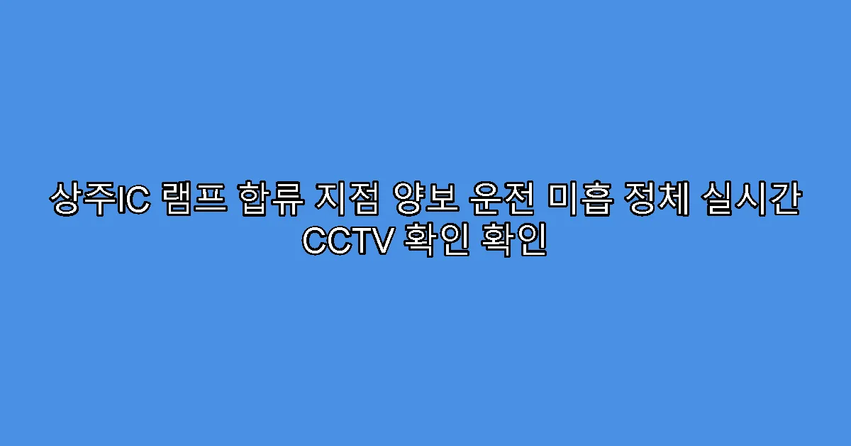 상주IC 램프 합류 지점 양보 운전 미흡 정체 실시간 CCTV 확인 확인