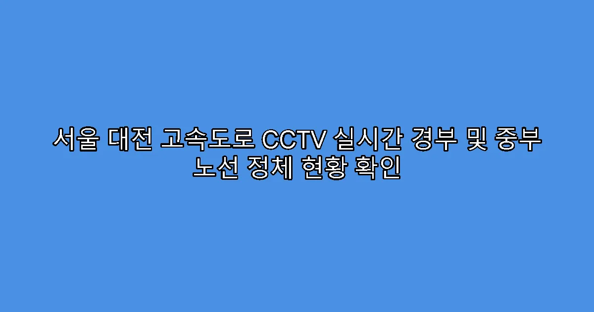 서울 대전 고속도로 CCTV 실시간 경부 및 중부 노선 정체 현황 확인