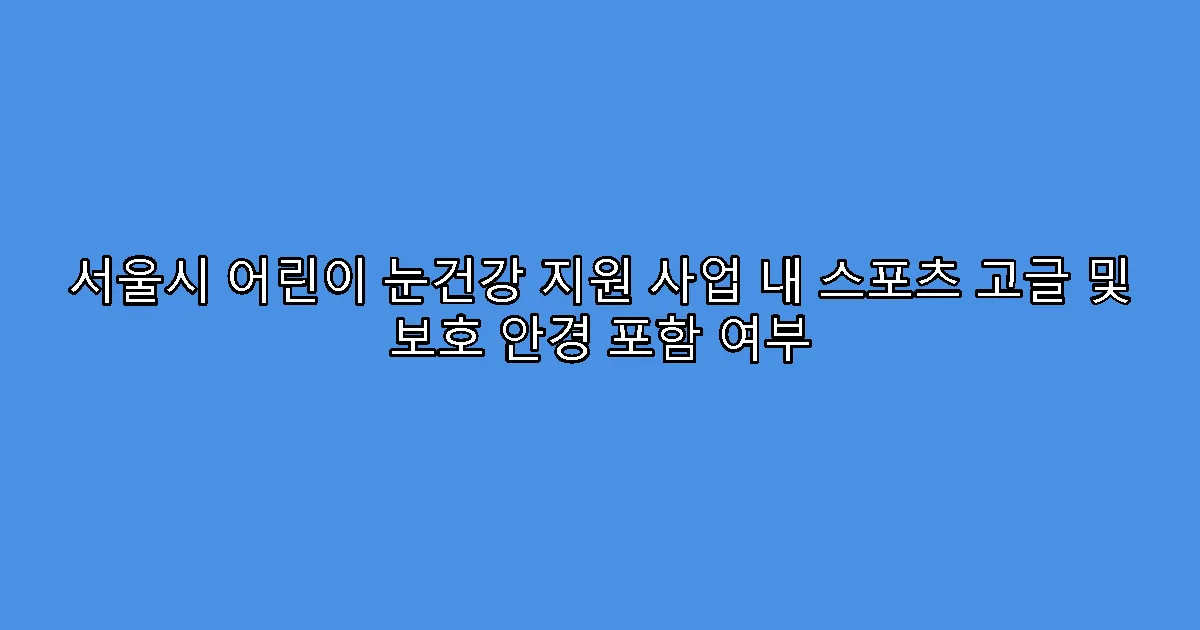 서울시 어린이 눈건강 지원 사업 내 스포츠 고글 및 보호 안경 포함 여부