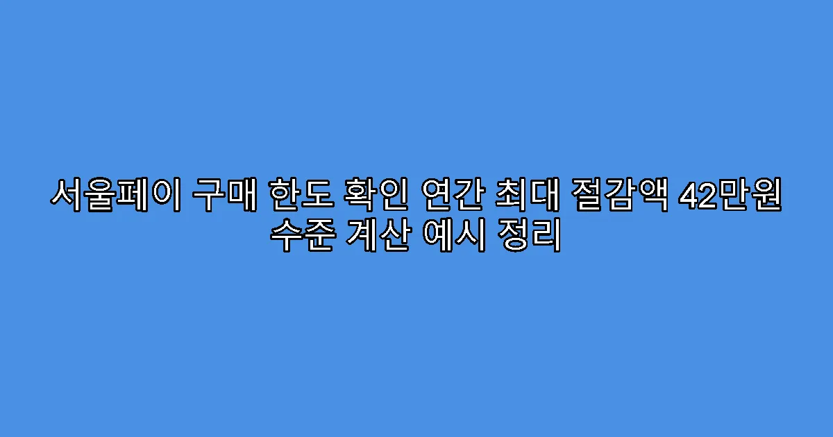 서울페이 구매 한도 확인 연간 최대 절감액 42만원 수준 계산 예시 정리