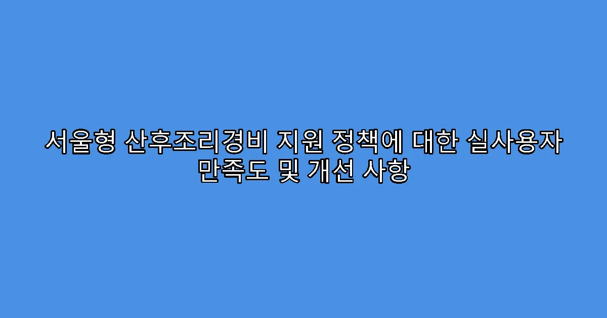 서울형 산후조리경비 지원 정책에 대한 실사용자 만족도 및 개선 사항