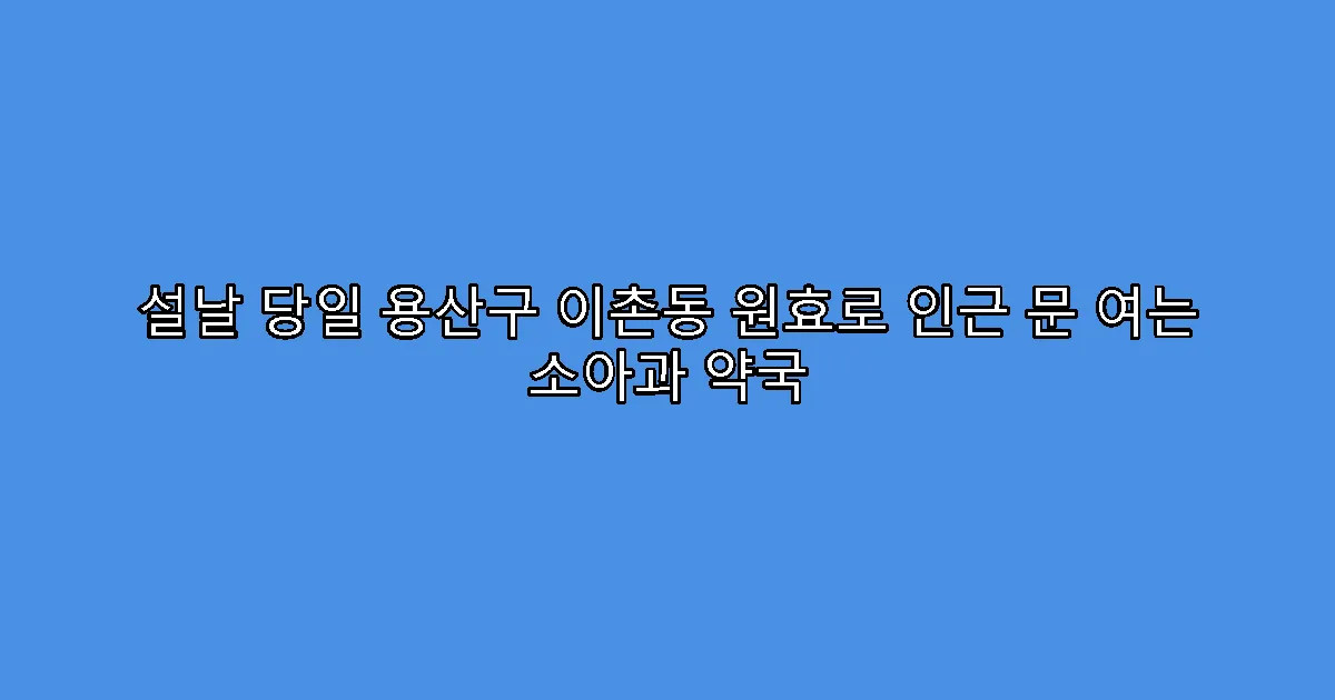 설날 당일 용산구 이촌동 원효로 인근 문 여는 소아과 약국