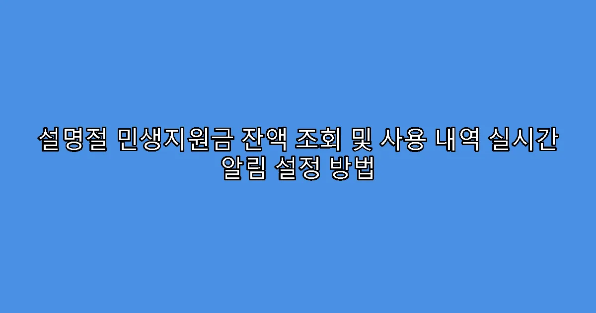 설명절 민생지원금 잔액 조회 및 사용 내역 실시간 알림 설정 방법