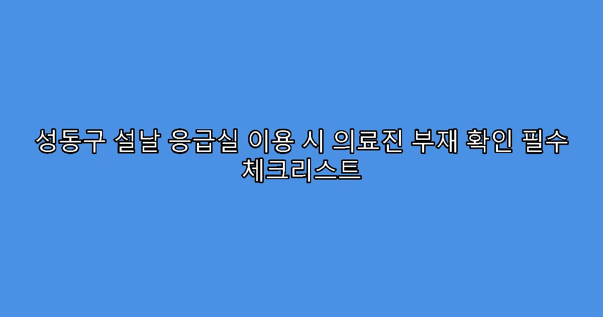 성동구 설날 응급실 이용 시 의료진 부재 확인 필수 체크리스트