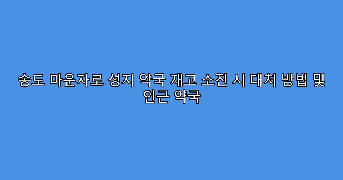 송도 마운자로 성지 약국 재고 소진 시 대처 방법 및 인근 약국
