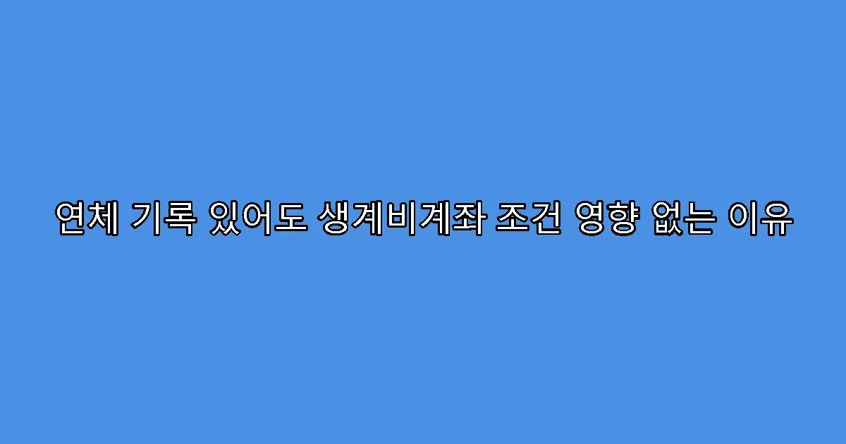연체 기록 있어도 생계비계좌 조건 영향 없는 이유