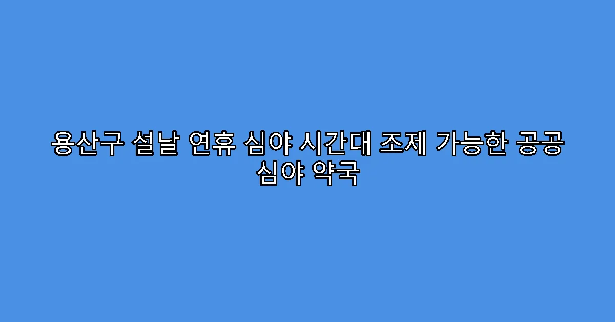 용산구 설날 연휴 심야 시간대 조제 가능한 공공 심야 약국