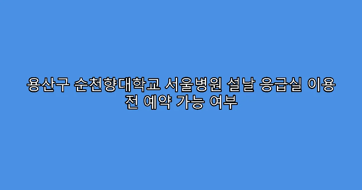 용산구 순천향대학교 서울병원 설날 응급실 이용 전 예약 가능 여부