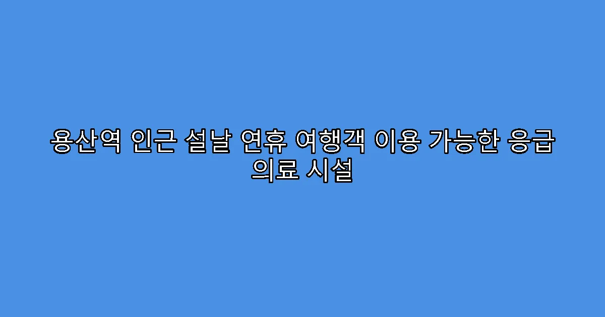 용산역 인근 설날 연휴 여행객 이용 가능한 응급 의료 시설