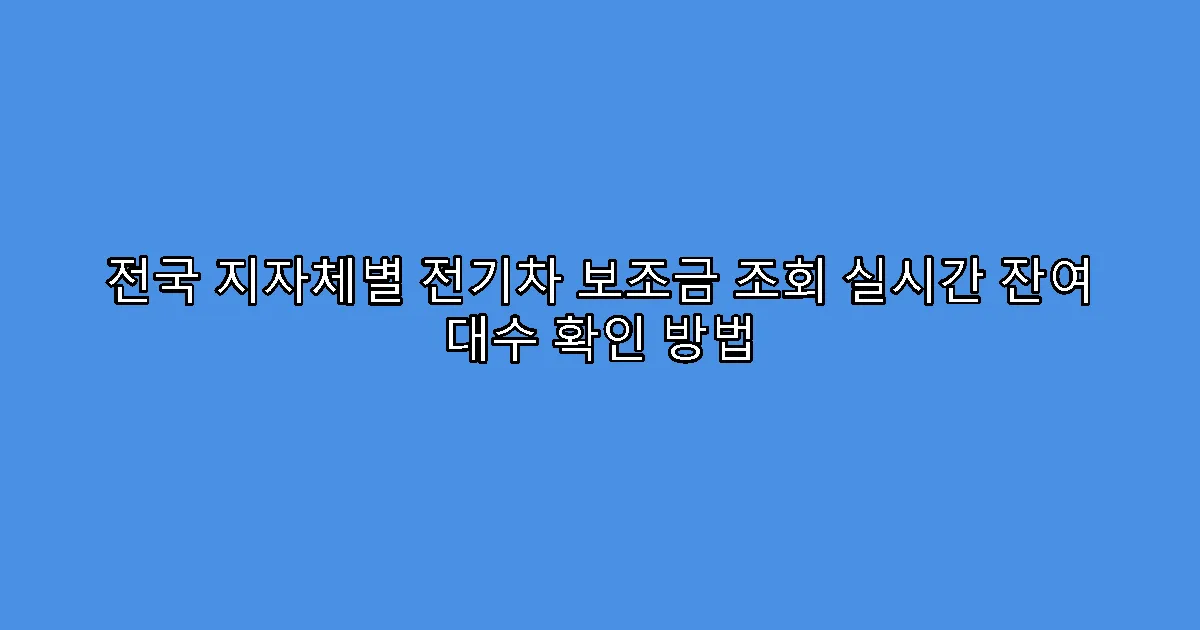 전국 지자체별 전기차 보조금 조회 실시간 잔여 대수 확인 방법