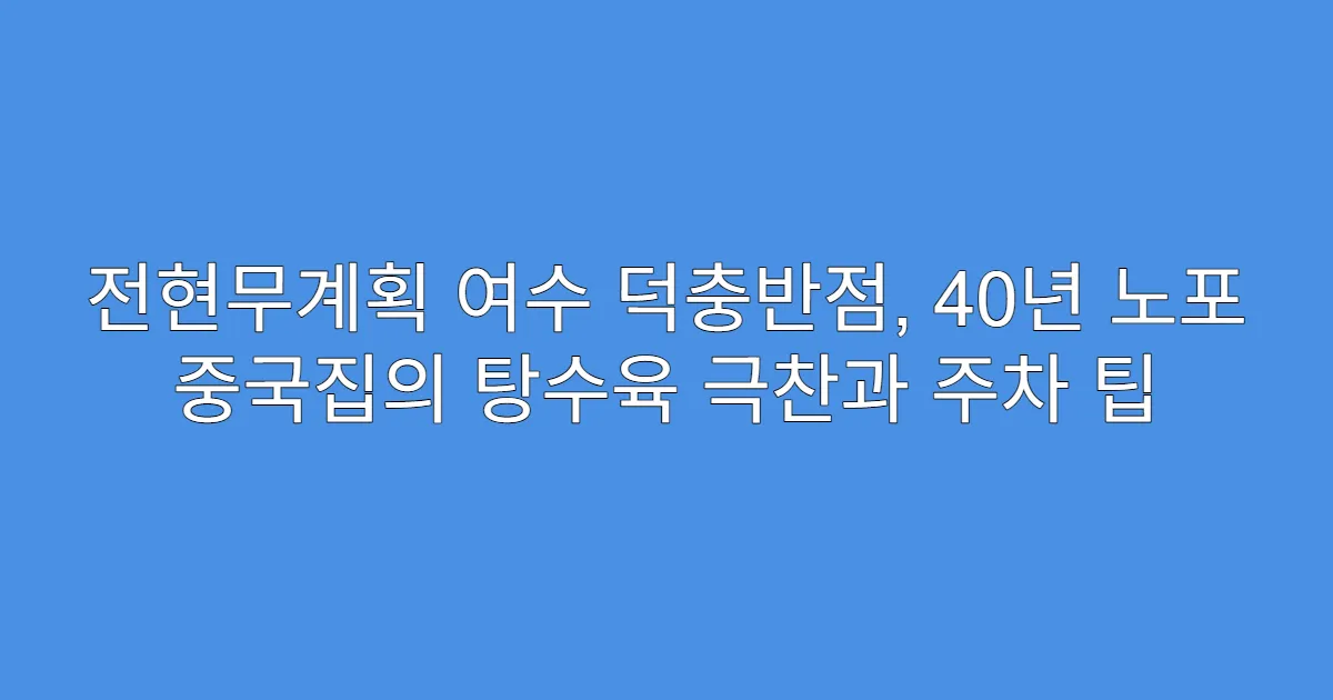 전현무계획 여수 덕충반점, 40년 노포 중국집의 탕수육 극찬과 주차 팁