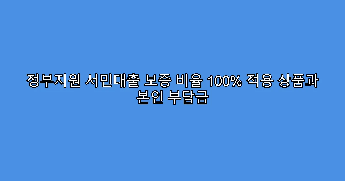 정부지원 서민대출 보증 비율 100% 적용 상품과 본인 부담금