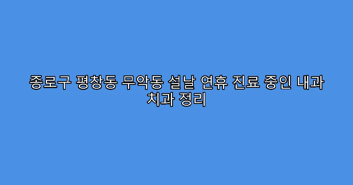 종로구 평창동 무악동 설날 연휴 진료 중인 내과 치과 정리