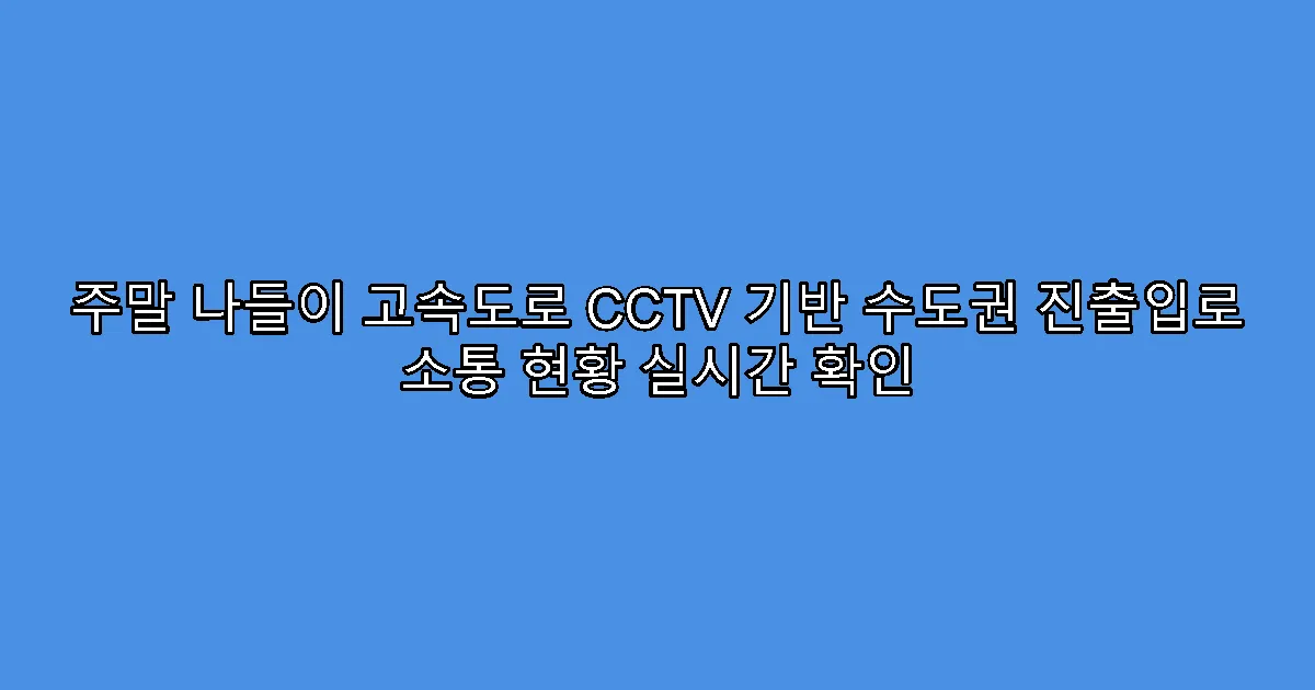 주말 나들이 고속도로 CCTV 기반 수도권 진출입로 소통 현황 실시간 확인