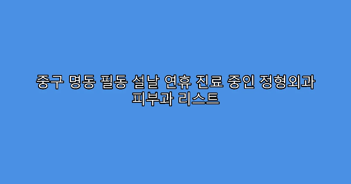 중구 명동 필동 설날 연휴 진료 중인 정형외과 피부과 리스트