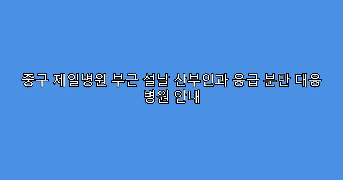 중구 제일병원 부근 설날 산부인과 응급 분만 대응 병원 안내