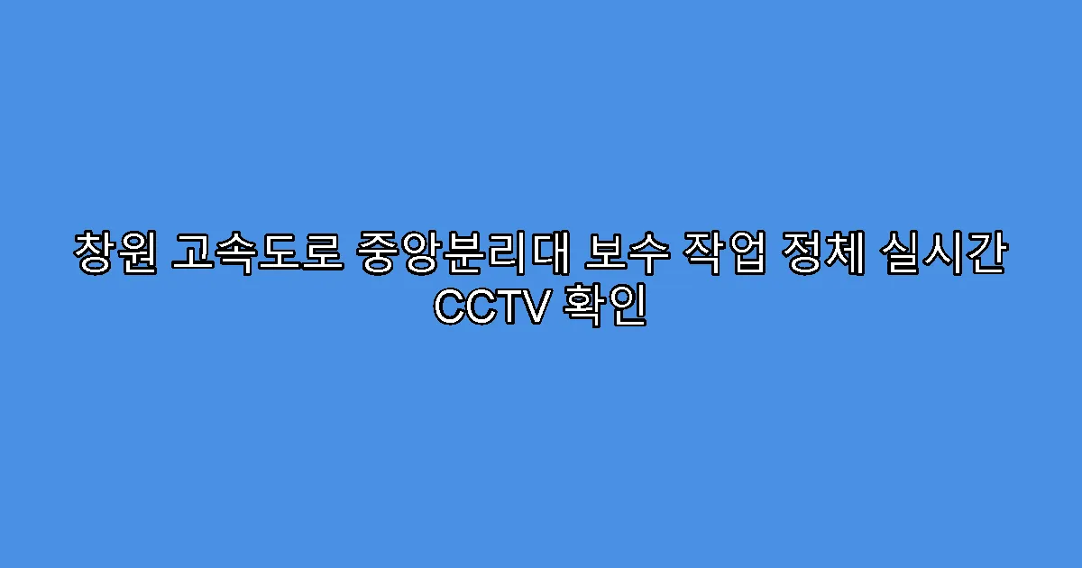 창원 고속도로 중앙분리대 보수 작업 정체 실시간 CCTV 확인