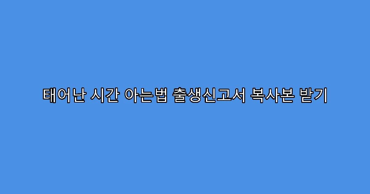 태어난 시간 아는법 출생신고서 복사본 받기