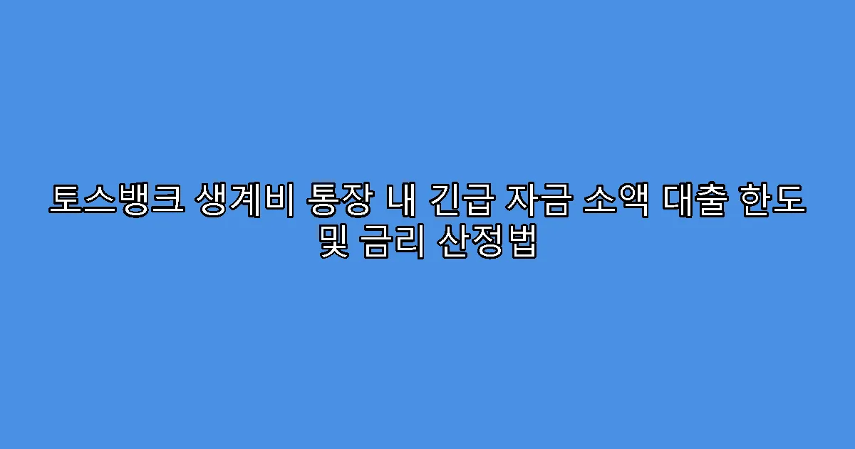 토스뱅크 생계비 통장 내 긴급 자금 소액 대출 한도 및 금리 산정법