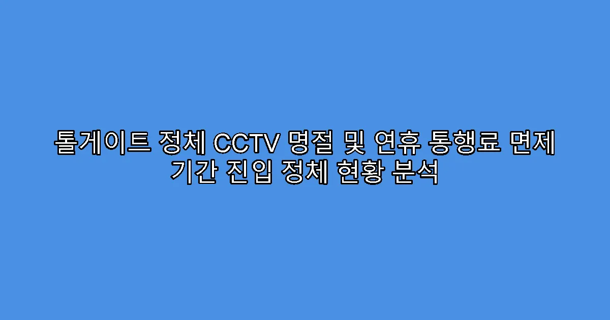 톨게이트 정체 CCTV 명절 및 연휴 통행료 면제 기간 진입 정체 현황 분석
