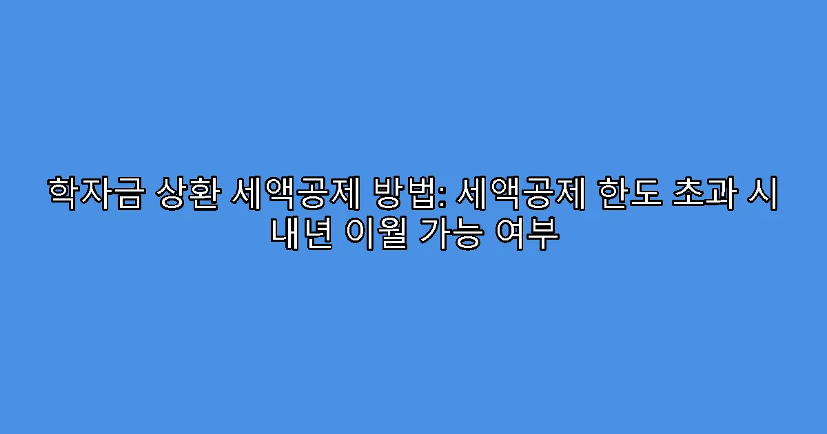 학자금 상환 세액공제 방법: 세액공제 한도 초과 시 내년 이월 가능 여부