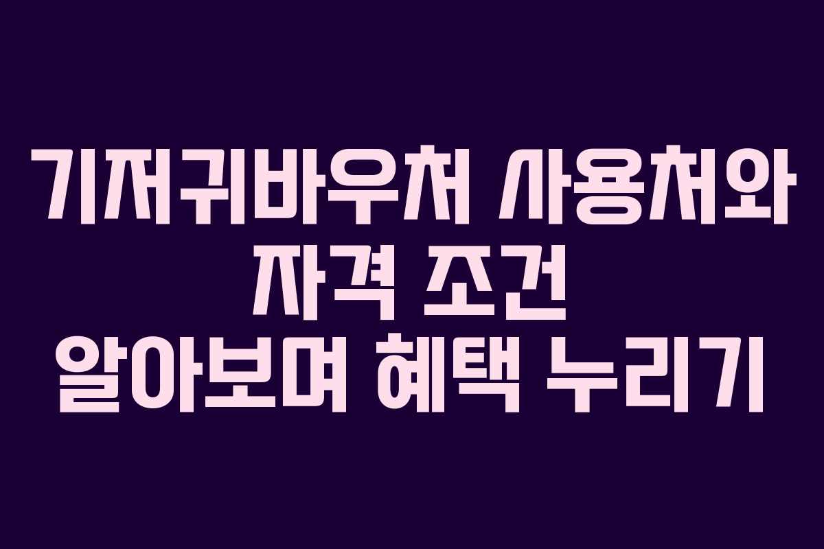 기저귀바우처 사용처와 자격 조건 알아보며 혜택 누리기