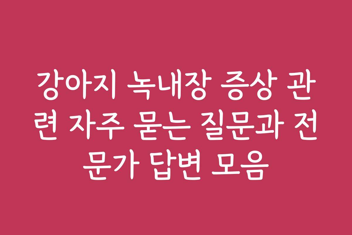 강아지 녹내장 증상 관련 자주 묻는 질문과 전문가 답변 모음