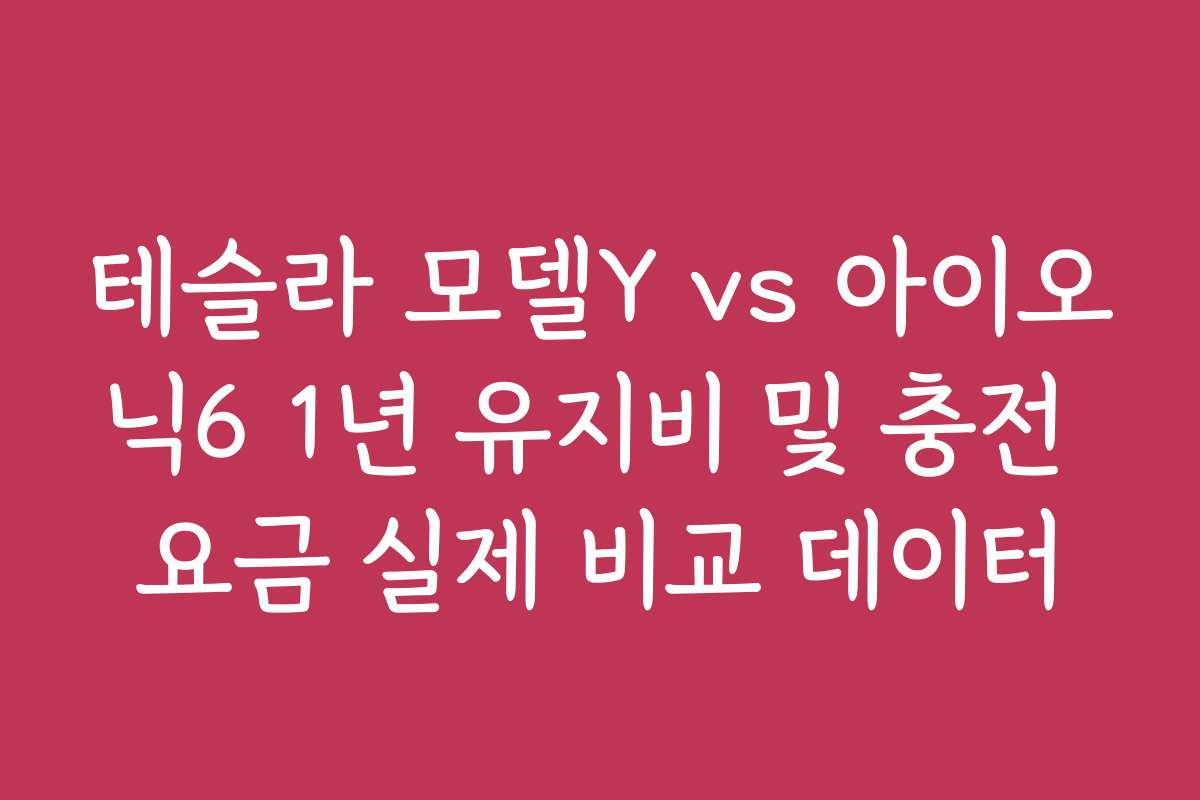 테슬라 모델Y vs 아이오닉6 1년 유지비 및 충전 요금 실제 비교 데이터
