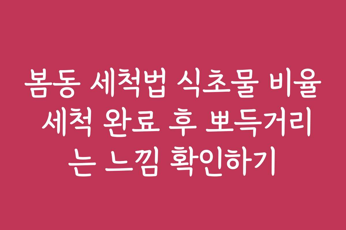 봄동 세척법 식초물 비율 세척 완료 후 뽀득거리는 느낌 확인하기