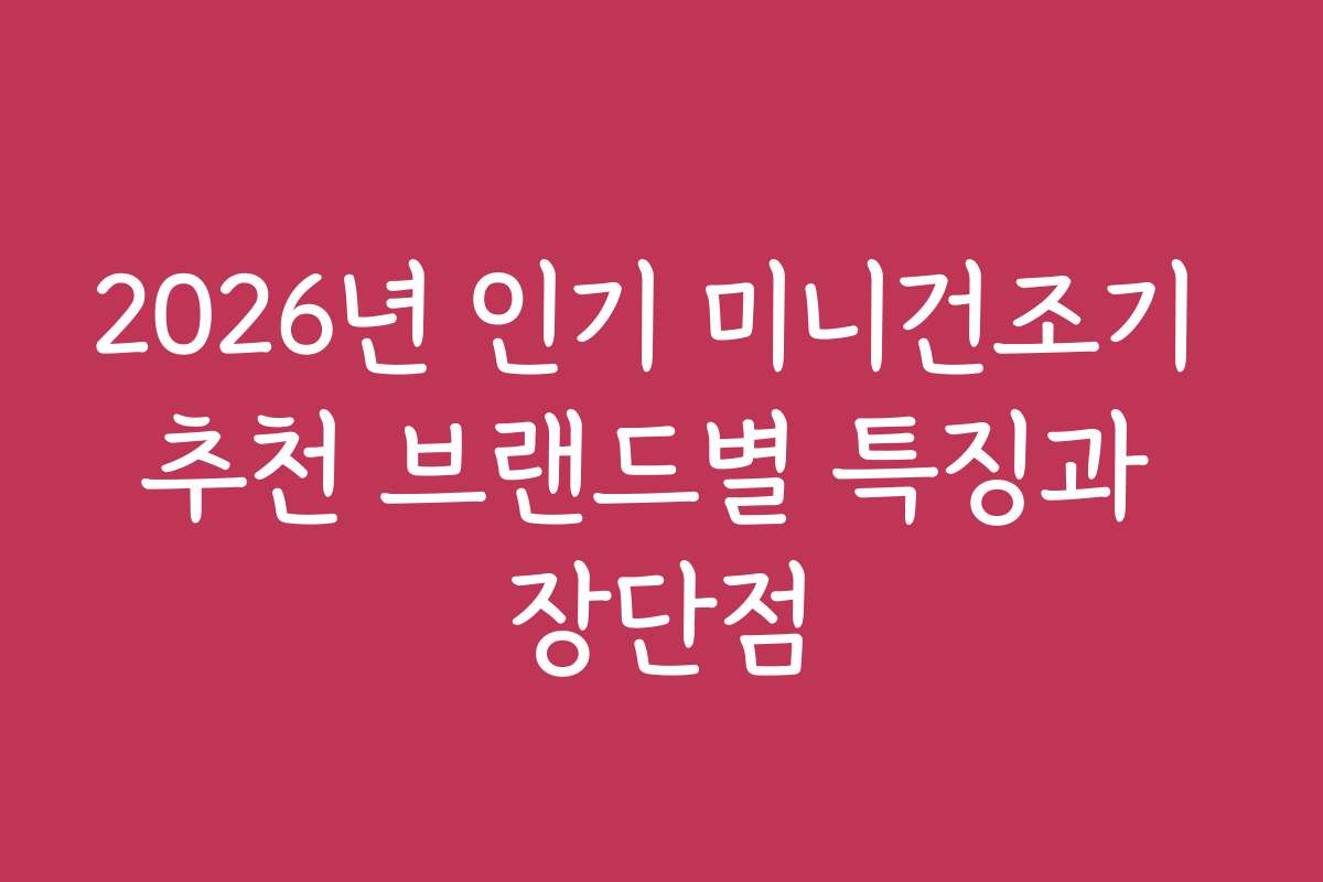 2026년 인기 미니건조기 추천 브랜드별 특징과 장단점
