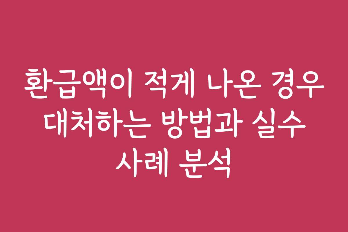 환급액이 적게 나온 경우 대처하는 방법과 실수 사례 분석