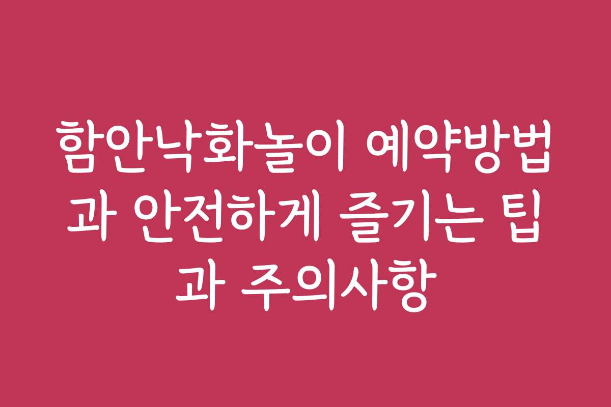 함안낙화놀이 예약방법과 안전하게 즐기는 팁과 주의사항