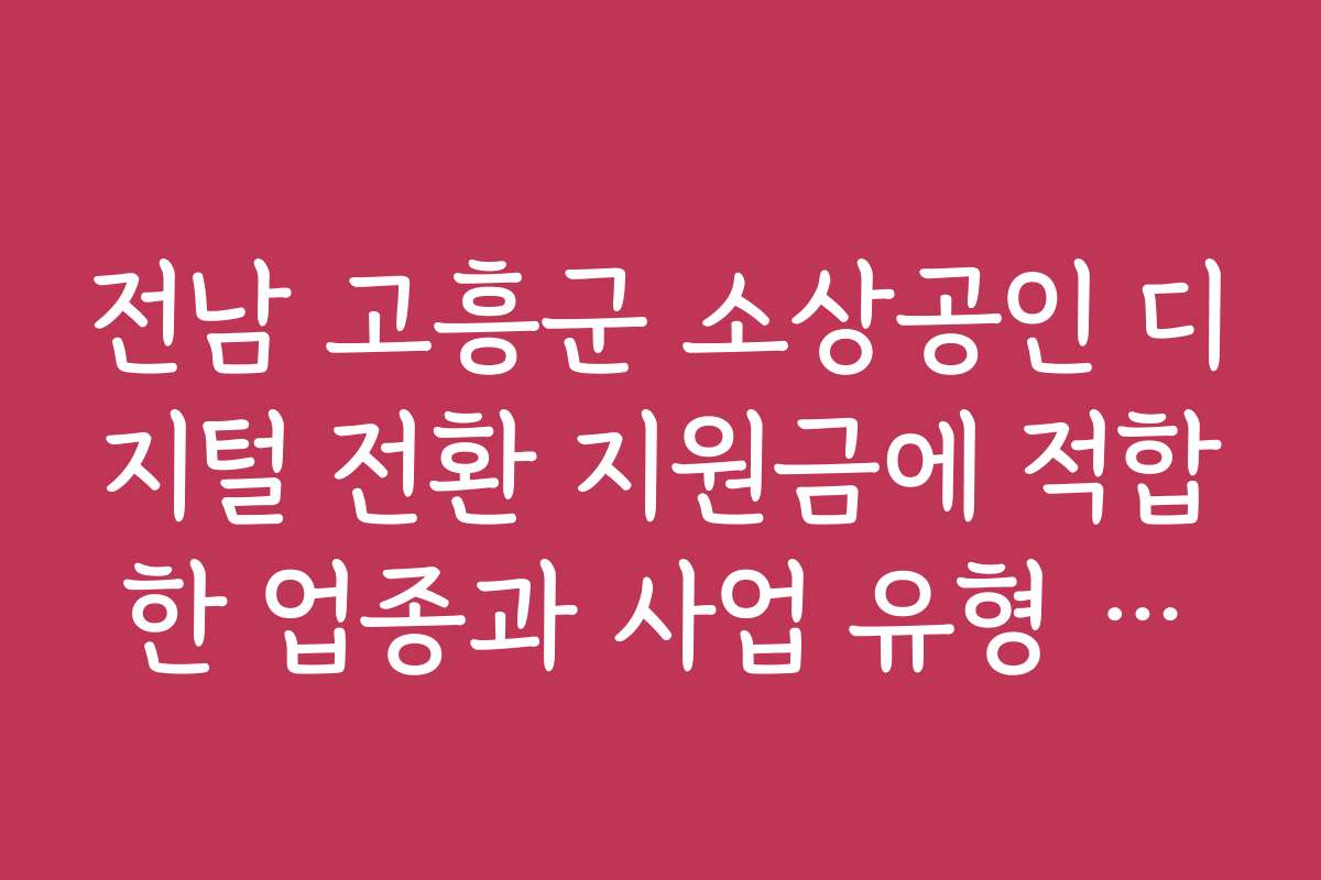 전남 고흥군 소상공인 디지털 전환 지원금에 적합한 업종과 사업 유형 소개