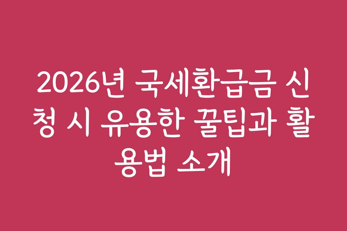 2026년 국세환급금 신청 시 유용한 꿀팁과 활용법 소개