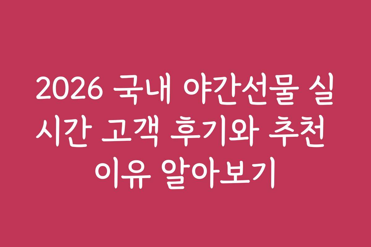 2026 국내 야간선물 실시간 고객 후기와 추천 이유 알아보기