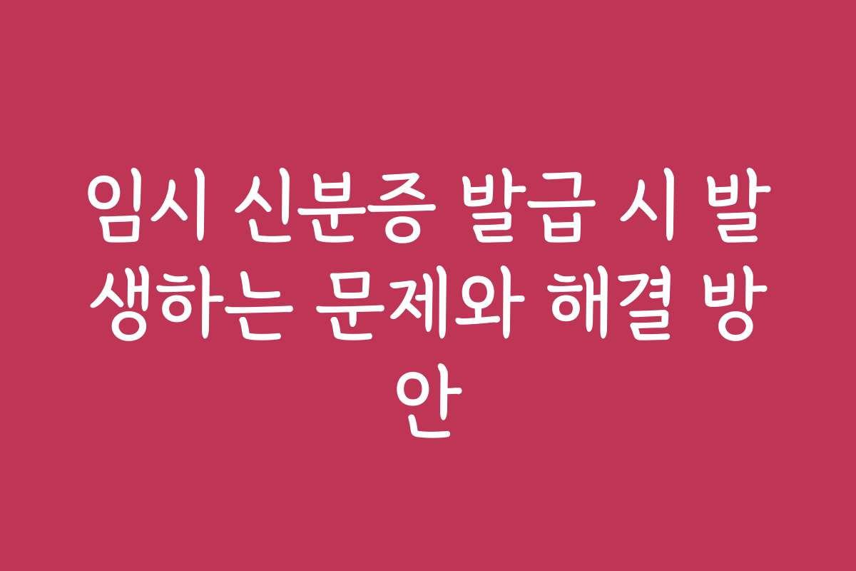 임시 신분증 발급 시 발생하는 문제와 해결 방안