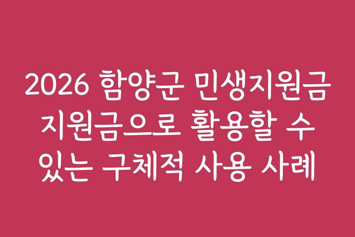 2026 함양군 민생지원금 지원금으로 활용할 수 있는 구체적 사용 사례