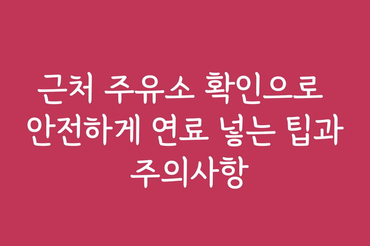 근처 주유소 확인으로 안전하게 연료 넣는 팁과 주의사항