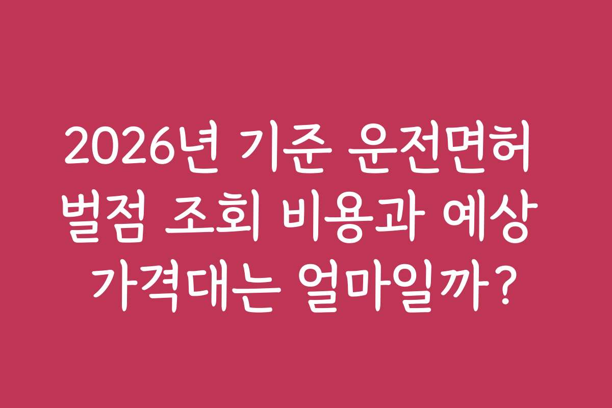 2026년 기준 운전면허 벌점 조회 비용과 예상 가격대는 얼마일까?