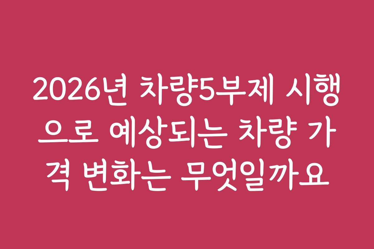 2026년 차량5부제 시행으로 예상되는 차량 가격 변화는 무엇일까요