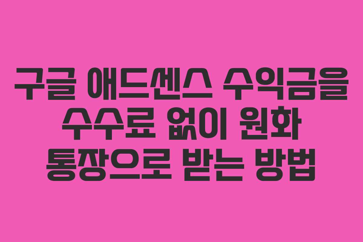 구글 애드센스 수익금을 수수료 없이 원화 통장으로 받는 방법