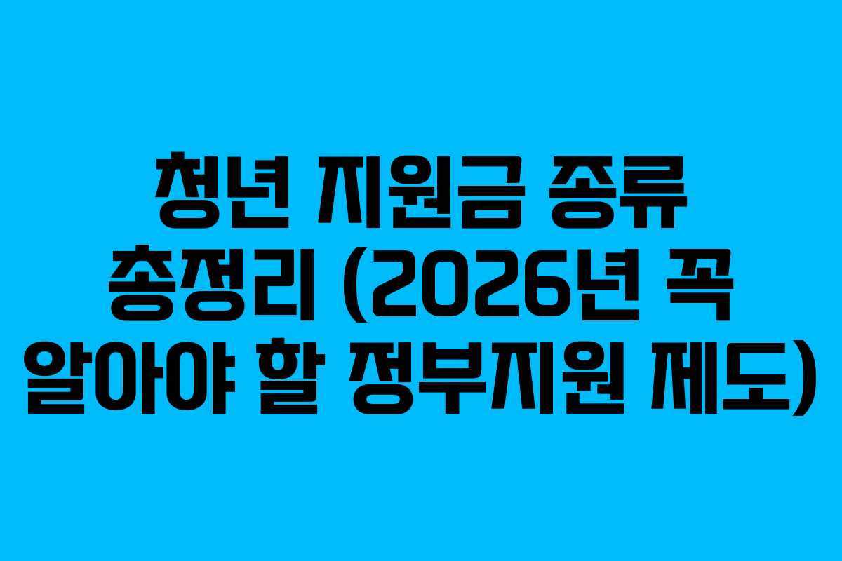 청년 지원금 종류 총정리 (2026년 꼭 알아야 할 정부지원 제도)