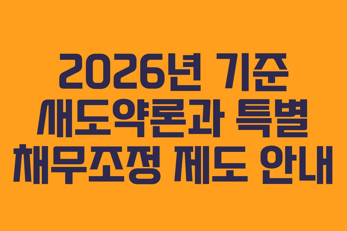 2026년 기준 새도약론과 특별 채무조정 제도 안내