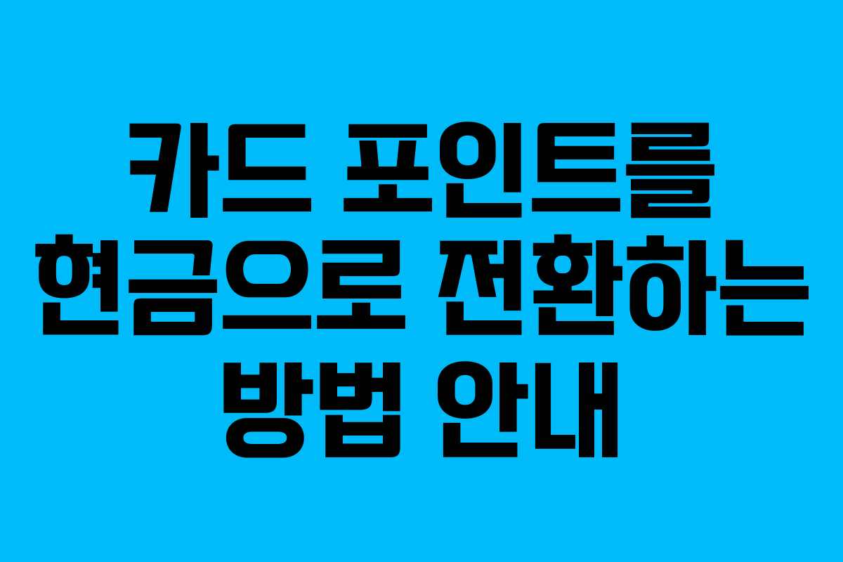 카드 포인트를 현금으로 전환하는 방법 안내